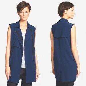 Vince Laser Cut Trench Vest Navy Blue Sleeveless. Women’s Size: Small
